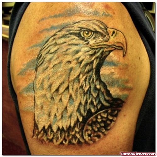 Eagle Head Tattoo On Man Right Shoulder