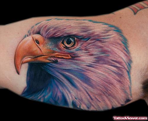 Realistic Colored Eagle Tattoo On Biceps