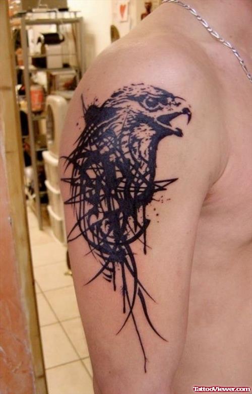 Eagle Head Right Shoulder Tattoo