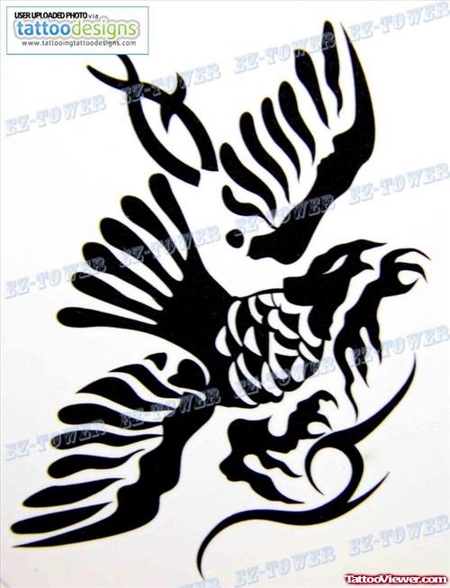 Black Tribal Eagle Tattoo Design