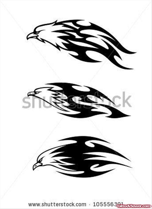 Awesome Black Ink Tribal Eagle Tattoo Design