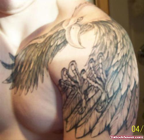 Eagle Large Wings Shoulder Tattoo