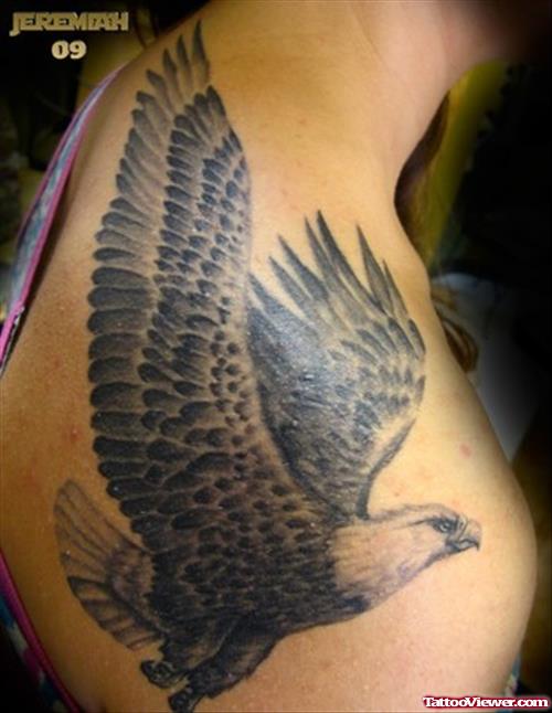 Cool Right BAck Shoulder Eagle Tattoo