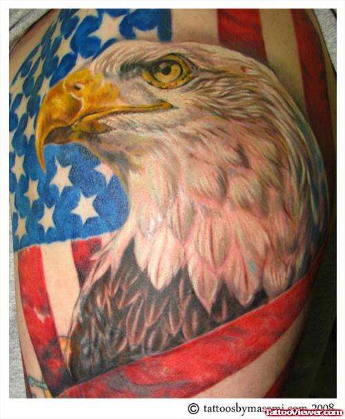 Colored Eagle Head Tattoo