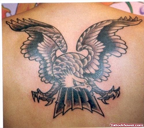 Awesome Grey Ink Eagle Tattoo