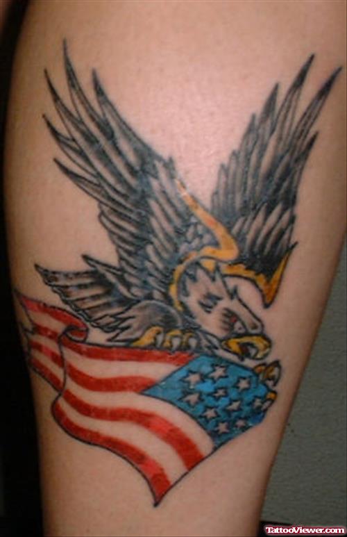 Us Flag And Eagle Tattoo