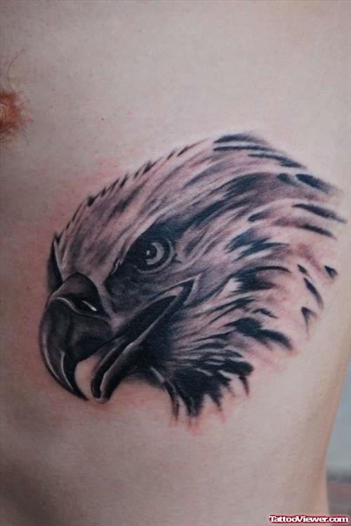 Simple Grey Ink Eagle Head Tattoo