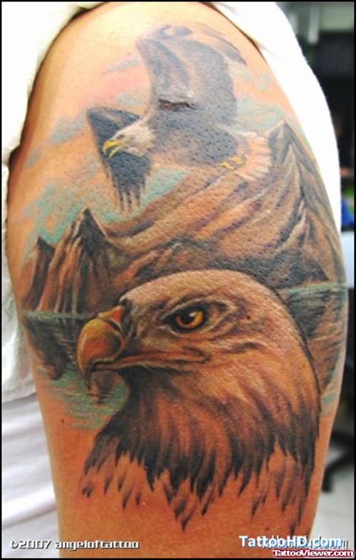 Mexican Eagle Head Tattoo On Half Sleeve