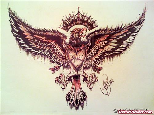 Eagle With Arrow Tattoo Design