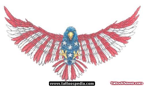 Colored American Eagle Tattoo Design
