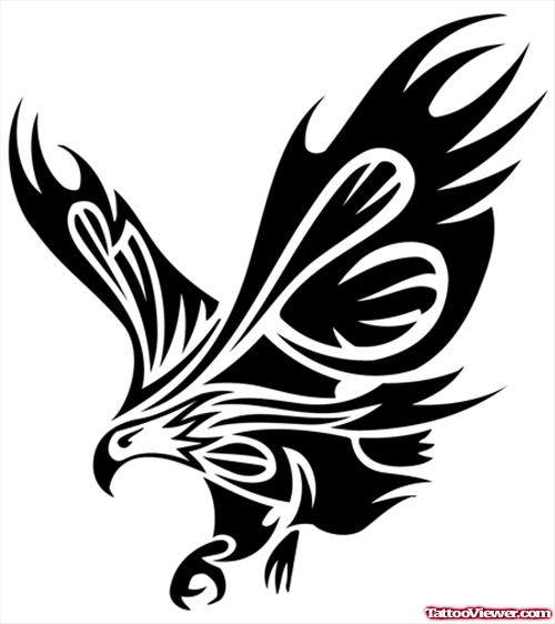 Black Ink Tribal Eagle Tattoo Design