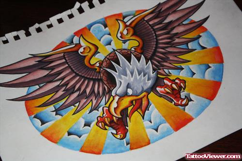 Amazing Colored Eagle Tattoo Design