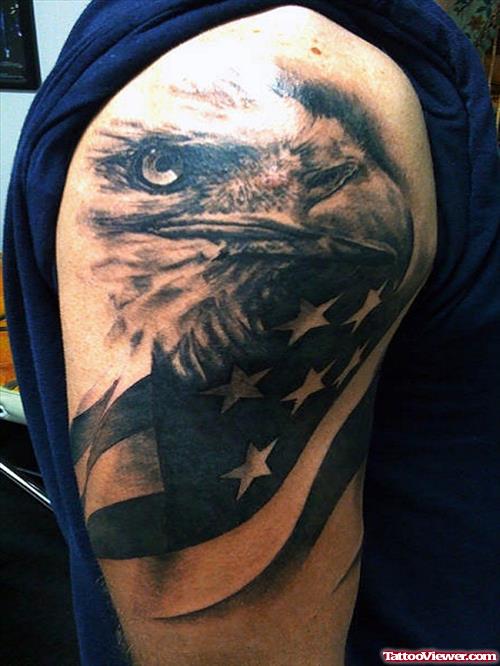 Eagle Eyes Head Tattoo On Half Sleeve