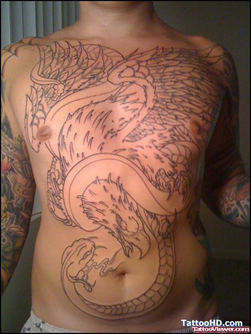 Double Headed Eagle Tattoo On chest