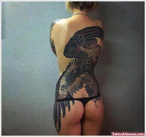 Back Body Eagle Tattoo For Girls