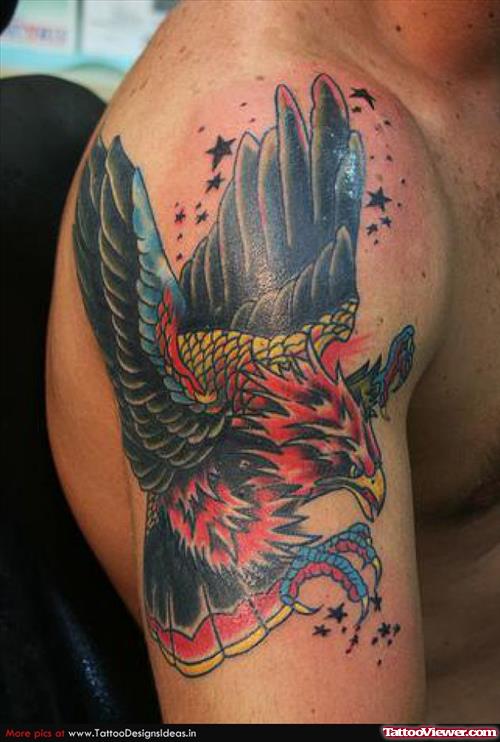Colored Eagle Shoulder tattoo