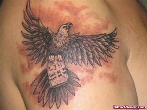 Classic Flying Eagle Tattoo On Shoulder