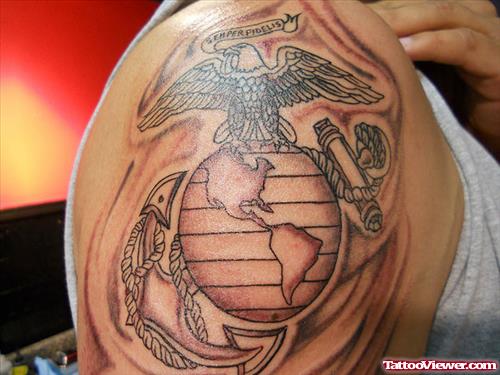 Awesome Mexican Eagle Tattoo On Right Shoulder