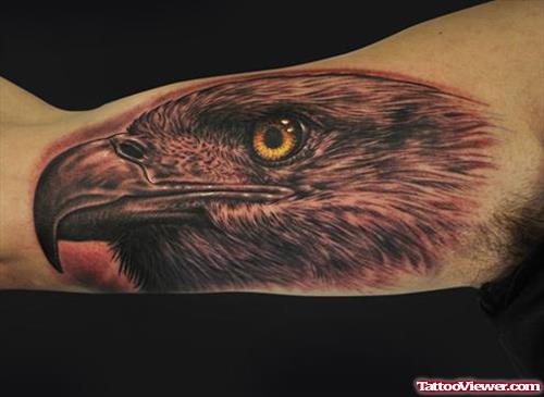 3D Eagle Head Tattoo on Bicep