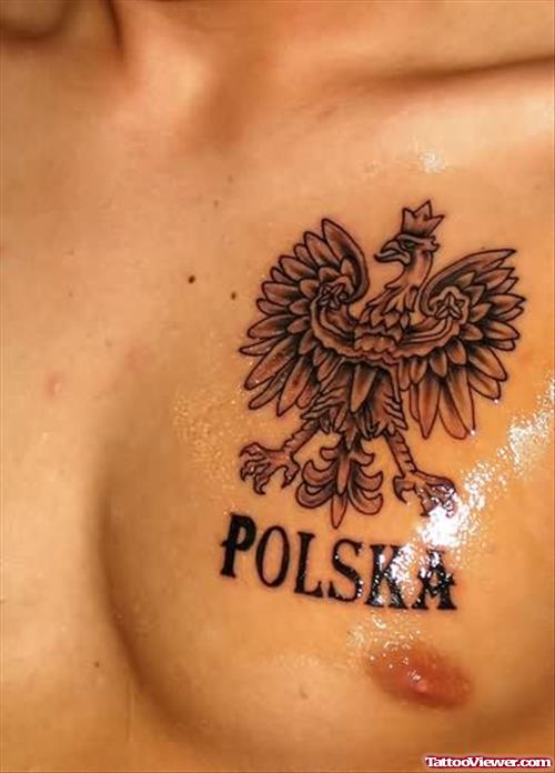 Polska Eagle Tattoo On Chest