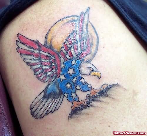 Eagle Sitting On Shoulder Tattoo