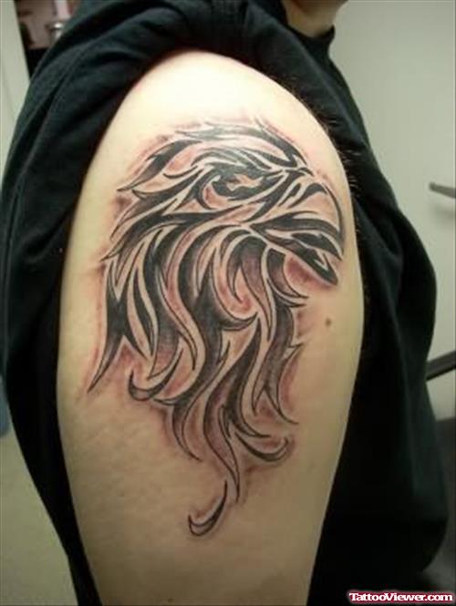 Eagle Open Mouth Tattoo On Shoulder