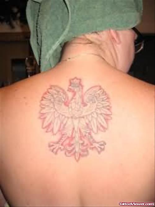 White Ink Eagle Tattoo On Back