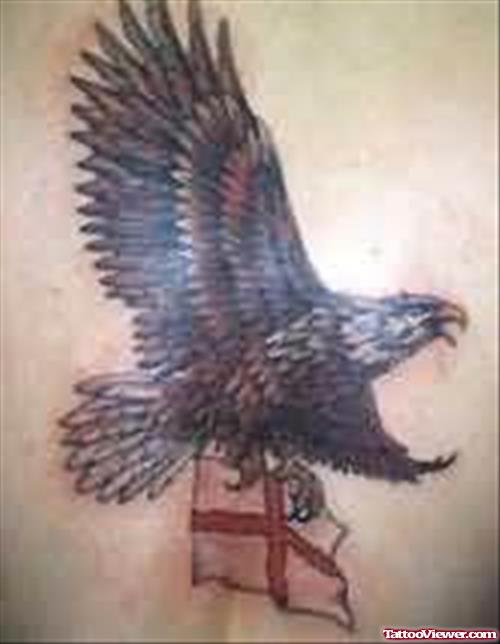 Eagle and Flag Tattoo On Back