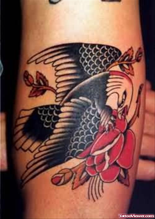 Flower And Eagle Tattoo