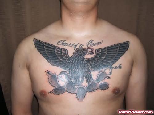 Open Wings Eagle Tattoo On Chest