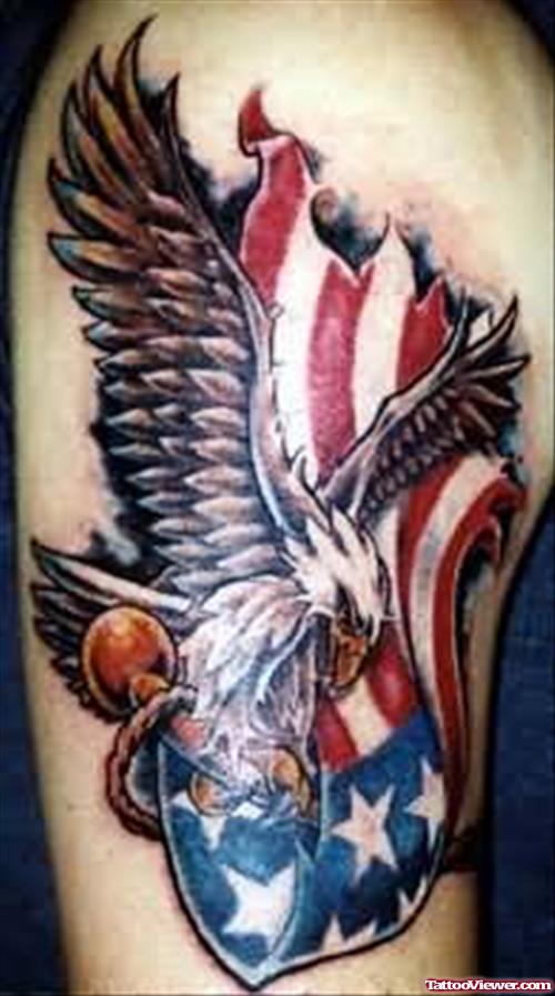 American Eagle & Flag Tattoo