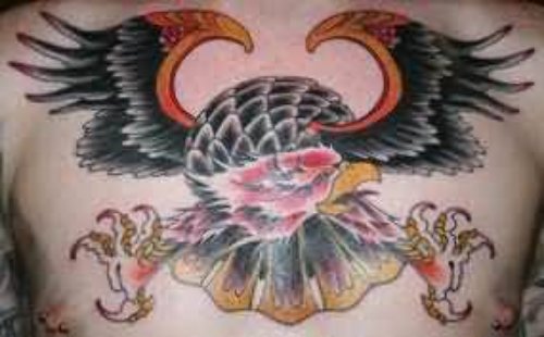 Black Eagle Tattoo On Chest