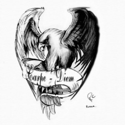 Carpe Diem Banner and Eagle Tattoo Design