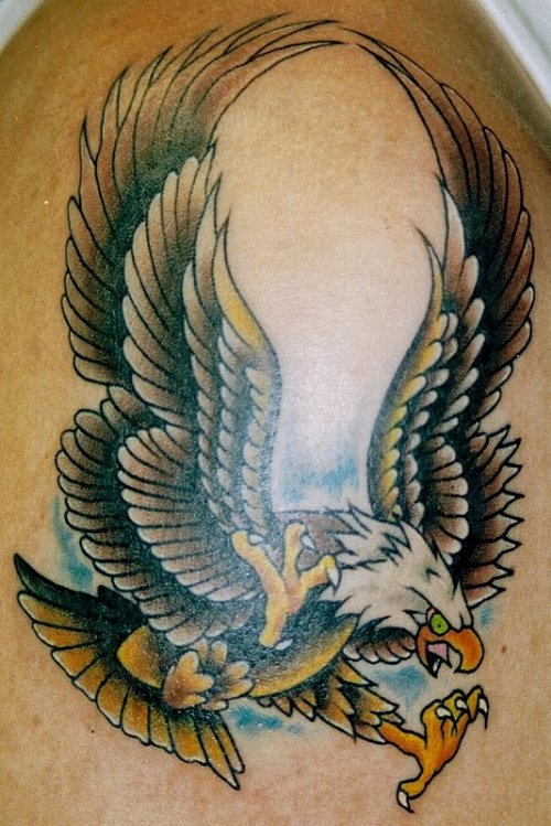 Angry Eagle Flying Tattoo