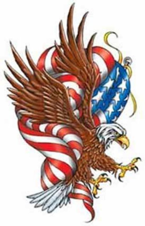 Colored american Flag And Eagle Tattoo Design