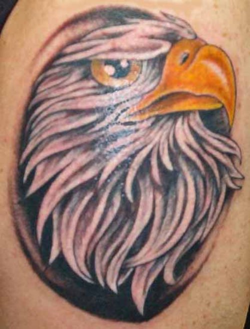 Fine Grey Ink Eagle Head Tattoo