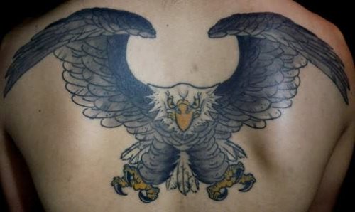 Dangerous Eagle Tattoo On Back