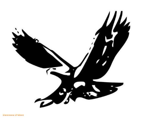 Black Ink Flying Eagle Tattoo Design