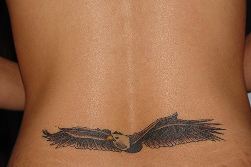 Lowerback Grey Ink Eagle Tattoo