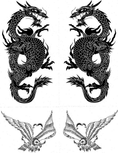 Dragons And Eagle Tattoos Designs