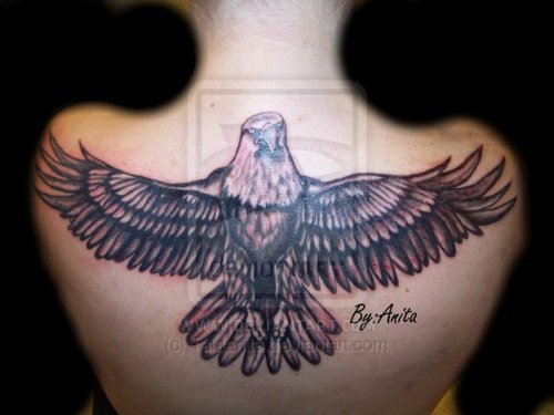 Flying Eagle Upperback Tattoo
