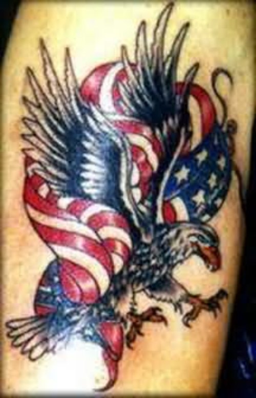 Awesome American Eagle Tattoo On Shoulder