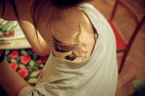 Girl Neck Eagle Tattoo