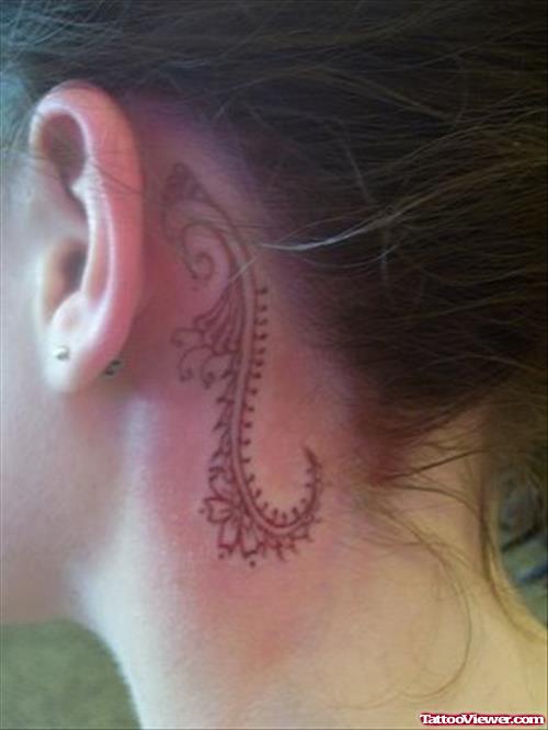 Henna Behind The Ear Tattoo