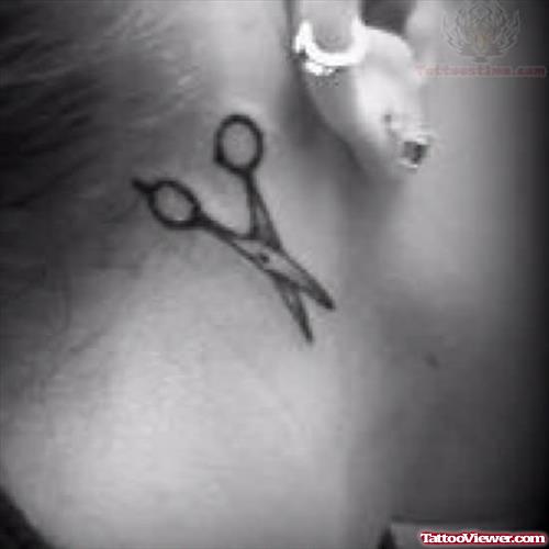 Scissor Behind Ear Tattoo
