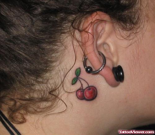 Red Cherry Ear Tattoo