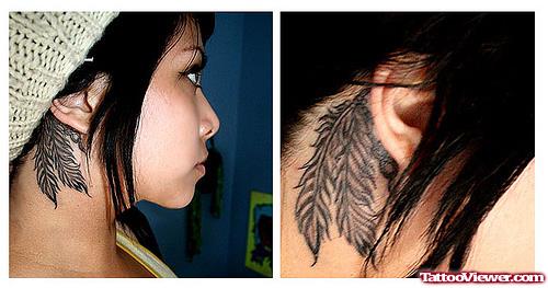 Feathers Tattoos Behind The Ear