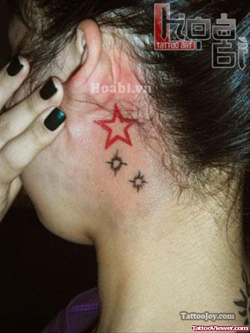 Stars Back Ear Tattoo