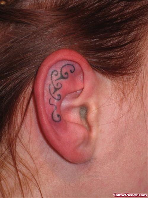 Tribal Ear Tattoo For Girls