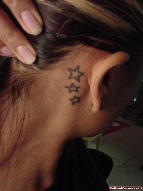 Three Stars Below Ear Tattoo